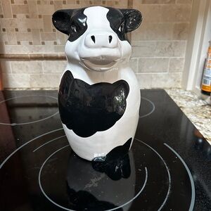 Black and White Cow Shaped Ceramic Jar